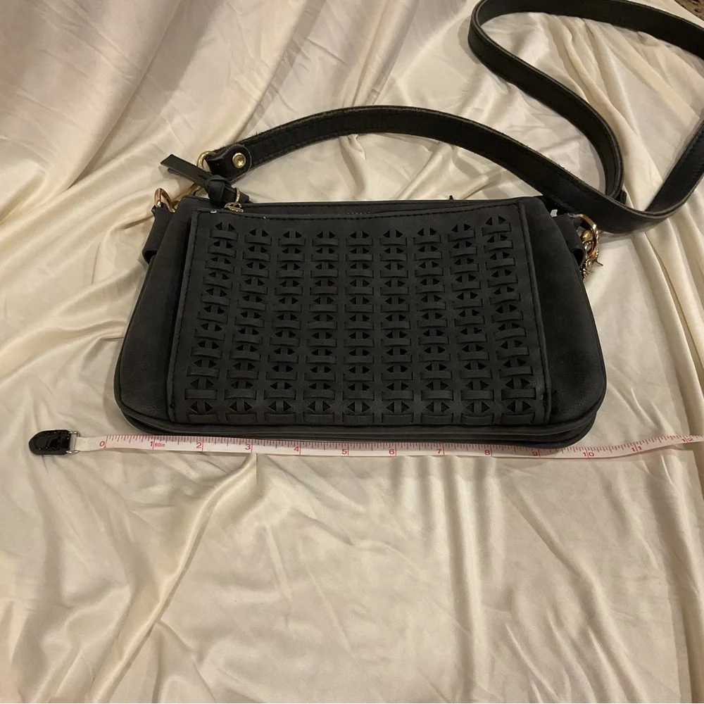 (Sold) Dark Iron Grey Faux suede Crossbody bag - Picture 8 of 9